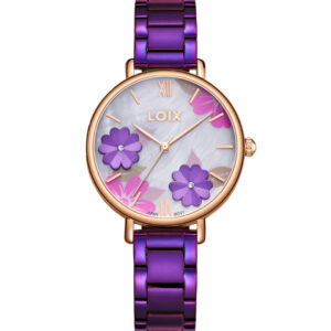Reloj Dama Acero Morado Flores LOIX L1212M