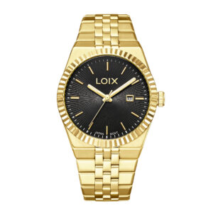 Reloj Hombre Acero Dorado Esfera Negra LOIX L2167G-1